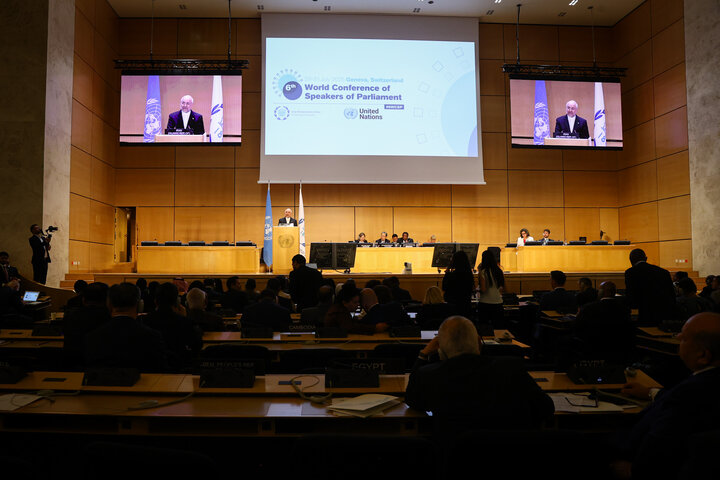 سخنرانی دکتر قالیباف در ششمین کنفرانس رؤسای مجالس جهان در ژنو