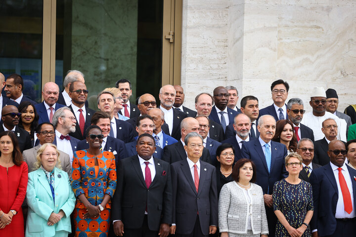 عکس یادگاری رؤسای مجالس جهان در حاشیه ششمین کنفرانس رؤسای مجالس جهان