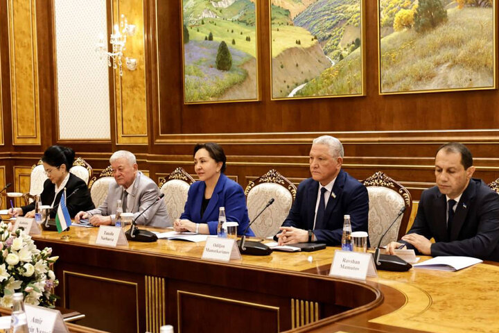دیدار جواد نیک بین رئیس گروه دوستی پارلمانی ایران و ازبکستان  با رئیس مجلس سنای ازبکستان در تاشکند