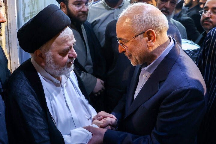حضور دکتر قالیباف در مراسم ترحیم همسر مرجع عالیقدر آیت‌الله العظمی سیستانی