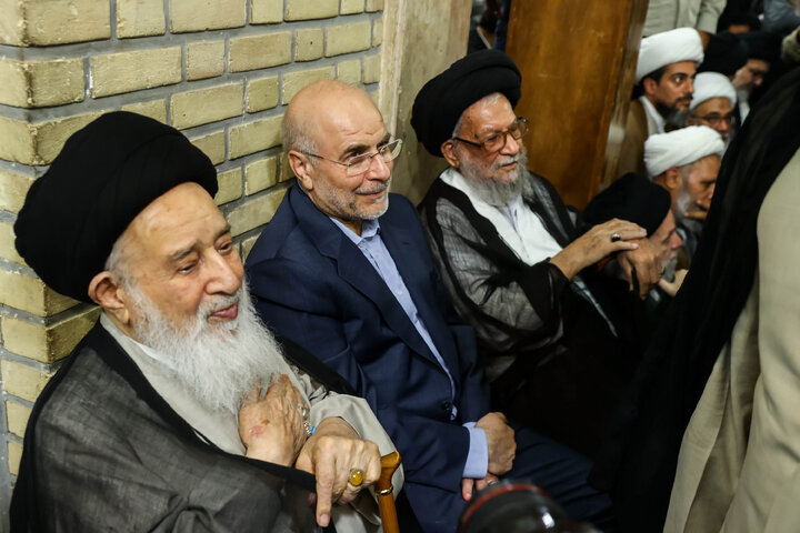 حضور دکتر قالیباف در مراسم ترحیم همسر مرجع عالیقدر آیت‌الله العظمی سیستانی
