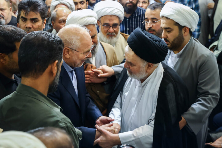 حضور دکتر قالیباف در مراسم ترحیم همسر مرجع عالیقدر آیت‌الله العظمی سیستانی