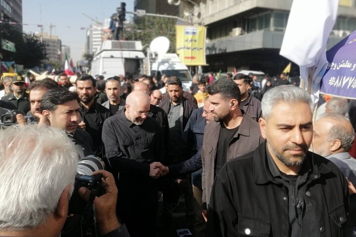 حضور دکتر قالیباف در راهپیمایی یوم الله ۱۳ آبان