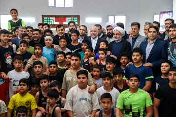 آیین افتتاح خانه کشتی شهدای طرقبه با حضور دکتر قالیباف