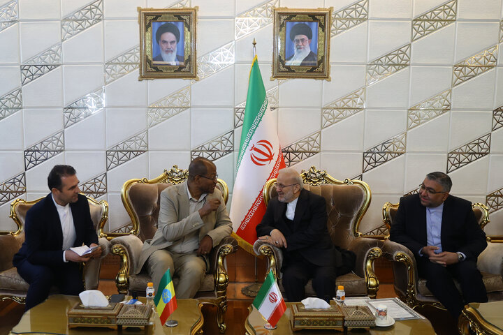 استقبال متکی از رئیس مجلس اتیوپی در بدو ورود به تهران