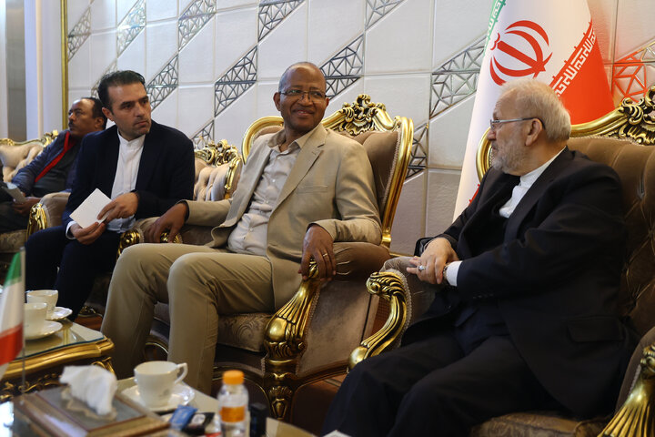 استقبال متکی از رئیس مجلس اتیوپی در بدو ورود به تهران