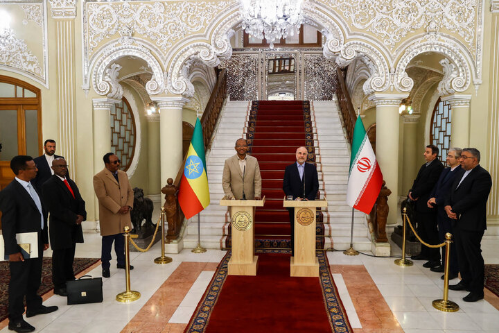 دیدار و کنفرانس خبری مشترک رؤسای مجالس ایران و اتیوپی