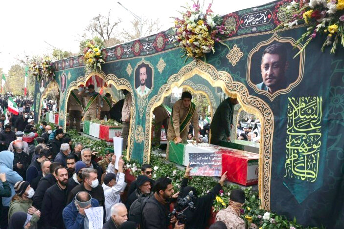 مراسم تشییع پیکرهای مطهر شهدای اغتشاشات تروریستی آمریکایی صهیونیستی