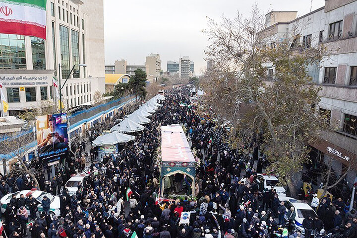 مراسم تشییع پیکرهای مطهر شهدای اغتشاشات تروریستی آمریکایی صهیونیستی