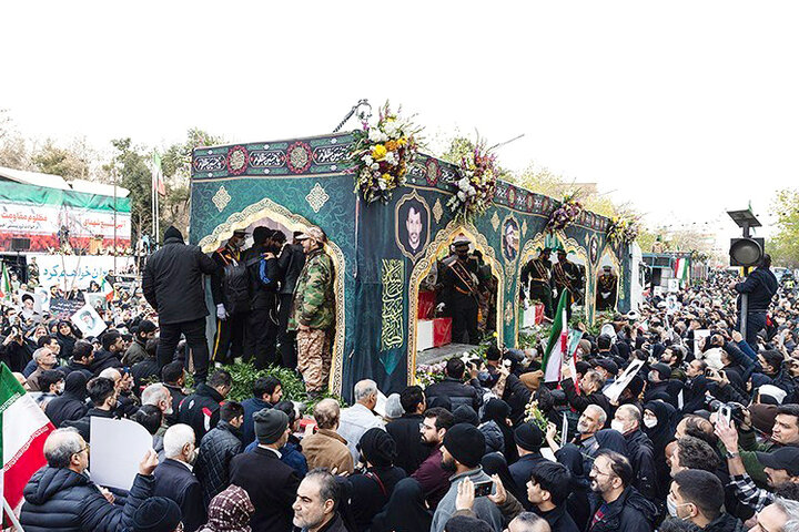 مراسم تشییع پیکرهای مطهر شهدای اغتشاشات تروریستی آمریکایی صهیونیستی