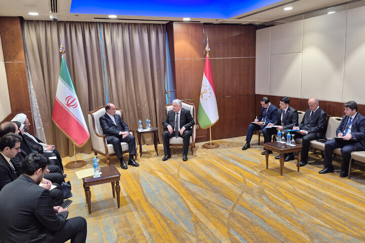 دیدار حمیدرضا حاجی بابایی نایب‌رئیس مجلس شیرمحمد شاهیان نایب رئیس مجلس تاجیکستان