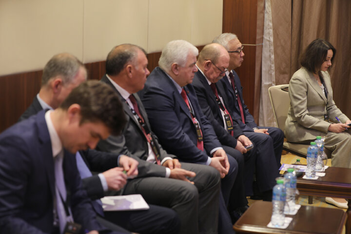 دیدار حمیدرضا حاجی بابایی نایب رئیس مجلس و پیتر تولستوی نایب‌رئیس دومای دولتی روسیه در منامه بحرین