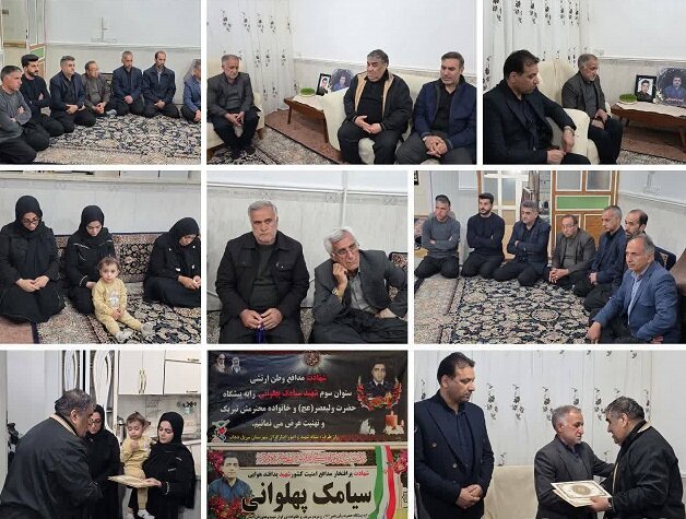 دیدار فتح الله حسینی با خانواده «شهید سیامک پهلوانی» در سرپل‌ذهاب