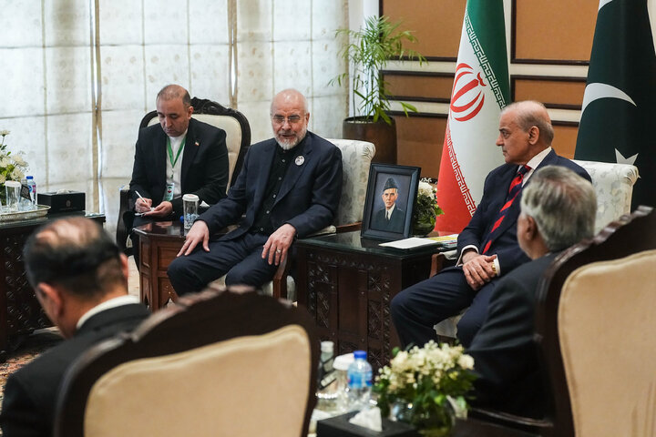 دیدار شهباز شریف نخست وزیر پاکستان با دکتر قالیباف رئیس مجلس