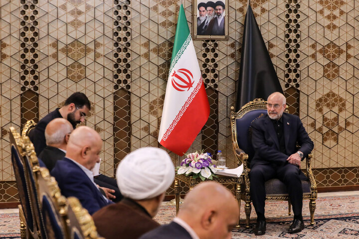 دیدار عضو ارشد جنبش امل و جمعی از نمایندگان مجلس لبنان با دکتر قالیباف