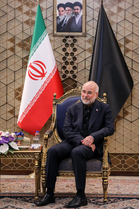 دیدار عضو ارشد جنبش امل و جمعی از نمایندگان مجلس لبنان با دکتر قالیباف