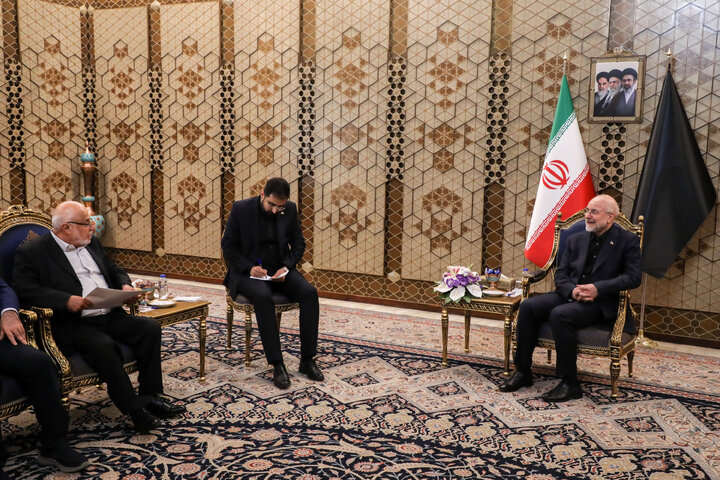 دیدار عضو ارشد جنبش امل و جمعی از نمایندگان مجلس لبنان با دکتر قالیباف