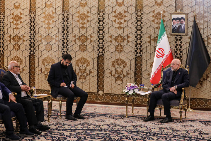 دیدار عضو ارشد جنبش امل و جمعی از نمایندگان مجلس لبنان با دکتر قالیباف