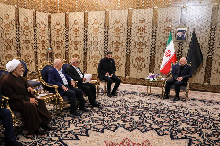 دیدار عضو ارشد جنبش امل و جمعی از نمایندگان مجلس لبنان با دکتر قالیباف