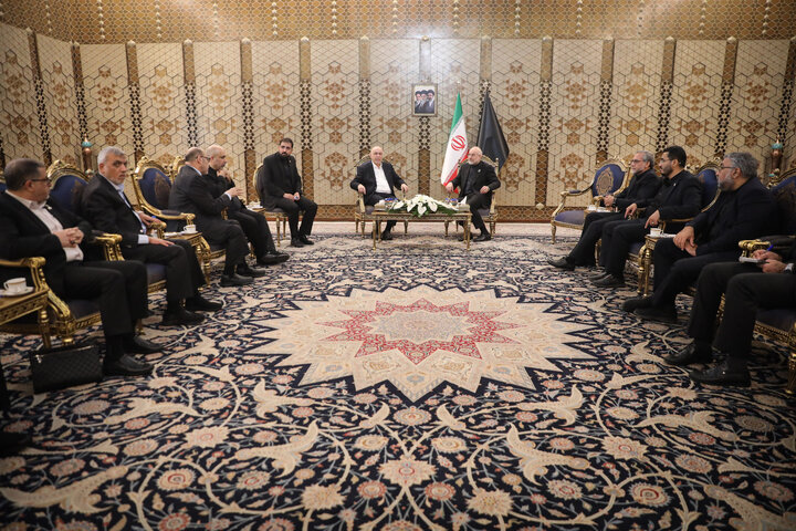 دیدار محمد درویش رئیس شورای رهبری دفتر سیاسی حماس با دکتر قالیباف
