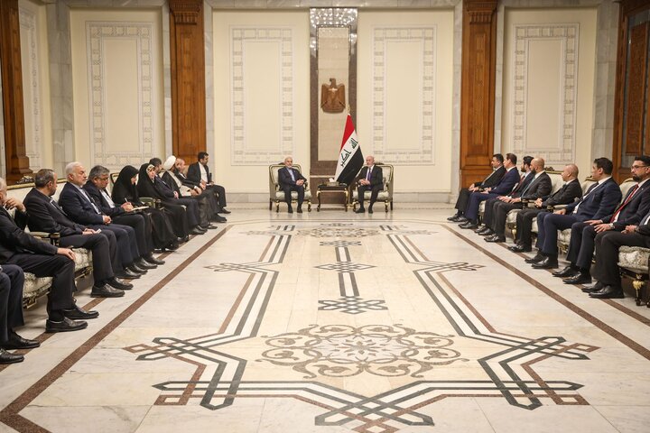 دیدار دکتر قالیباف رئیس مجلس با نزار آمیدی رئیس جمهور عراق