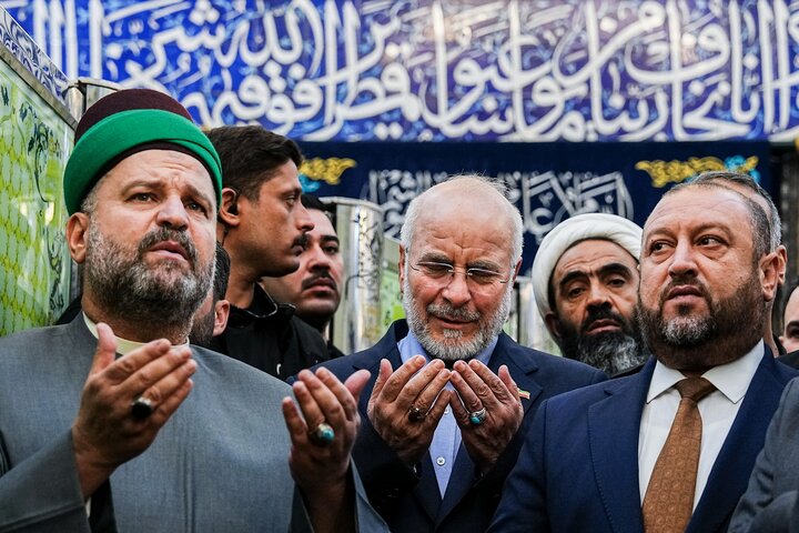 زیارت حرم حضرت ابالفضل العباس علیه‌السلام توسط دکتر قالیباف - کربلای معلی