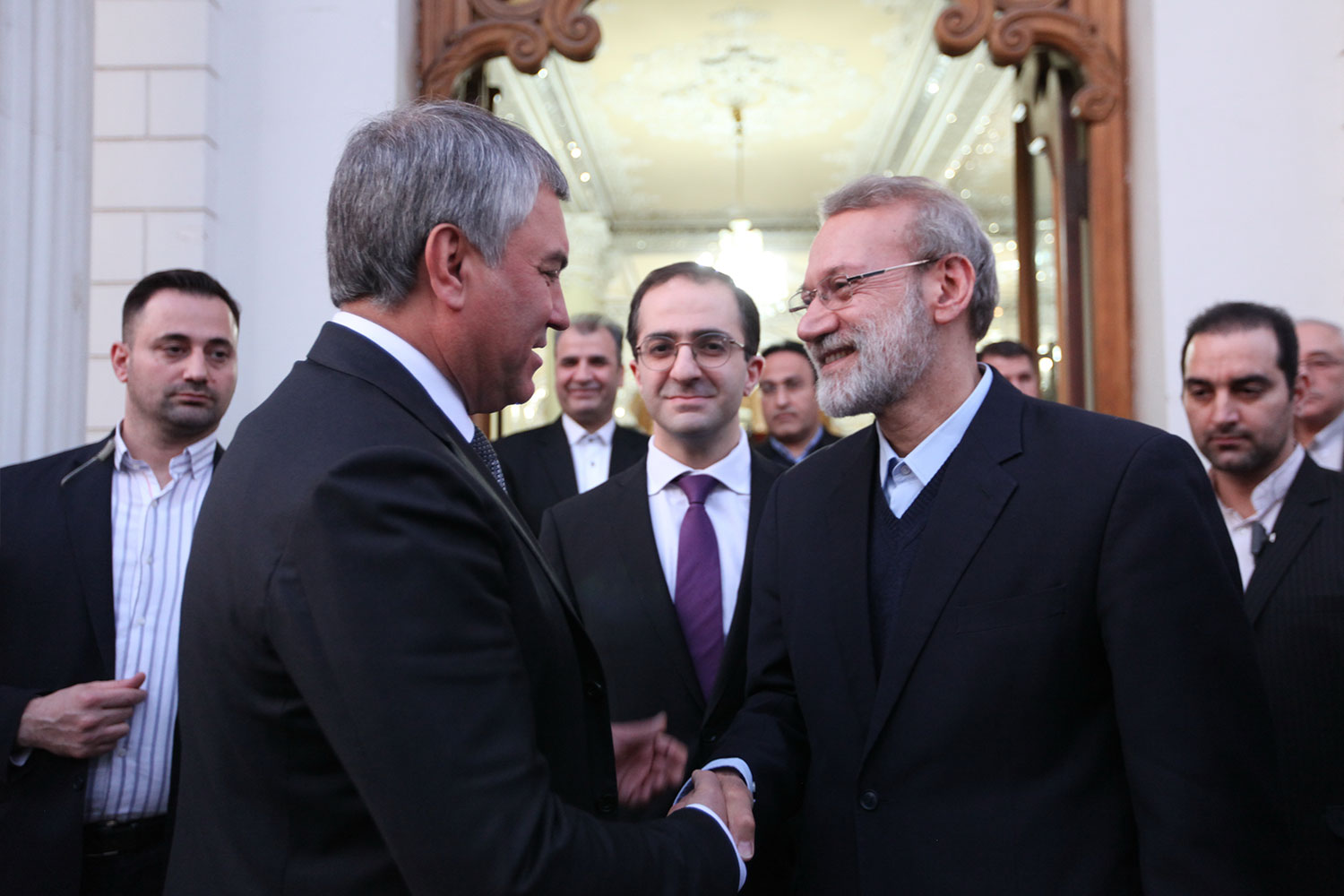 نشست خبری دکتر لاریجانی با رئیس مجلس دومای روسیه